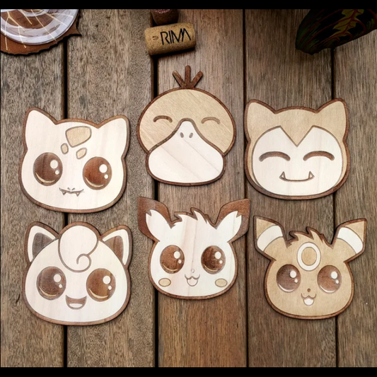 Pokemon Shaped Wooden Coasters