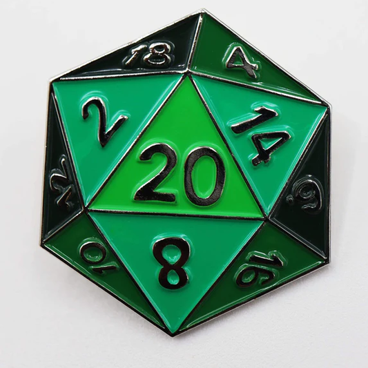 Green D20 RPG Enamel Pin Badge