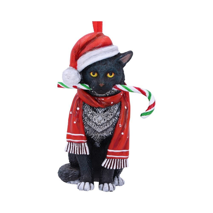 Nemesis Now Candy Cane Cat Hanging Ornament - Lisa Parker