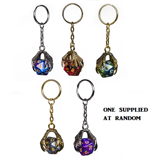 Dragon Claw D20 Keyring - Random Colour