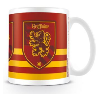 white mug with the Gryffindor re...