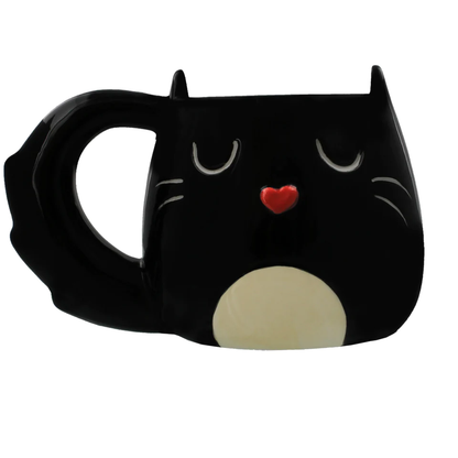 Feline Fine Cat Shaped Mug - Black