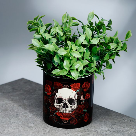 Large Planter - Skulls & Roses