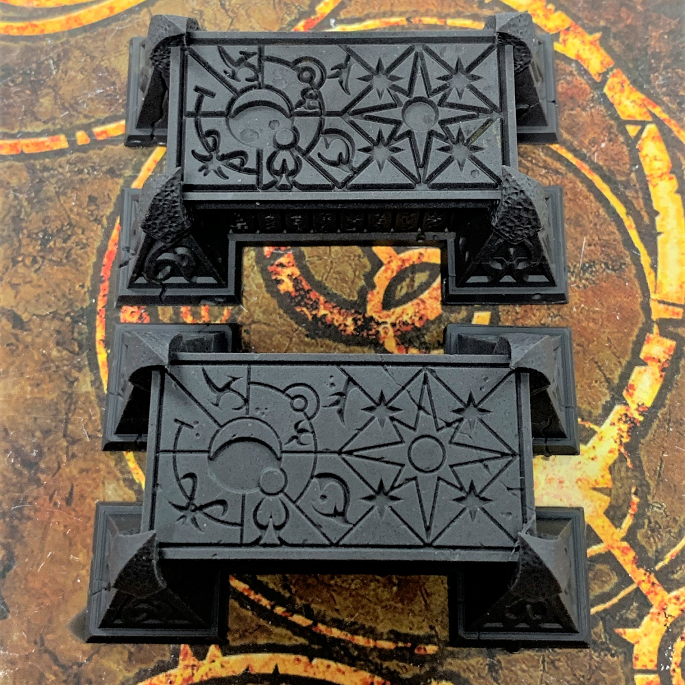 Dark Elf Tomb set by Legend Games is a set of two detailed tombs with engravings and embellishments 