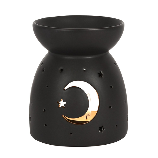 A matt black oil burner with a c...