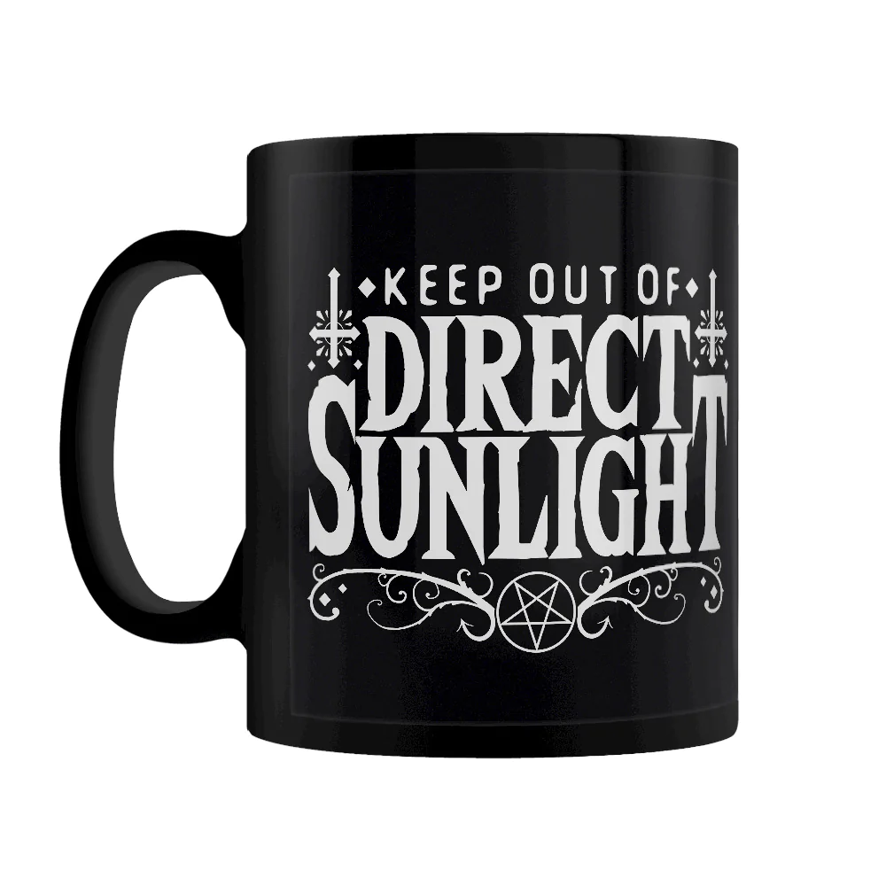 Keep Out Of Direct Sunlight Black Mug