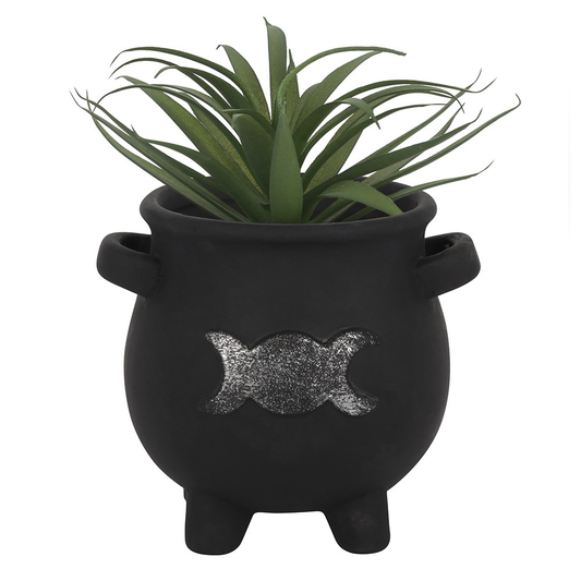 black terracotta cauldron shaped...