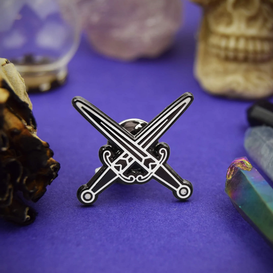 Crossed Daggers Enamel Pin Badge