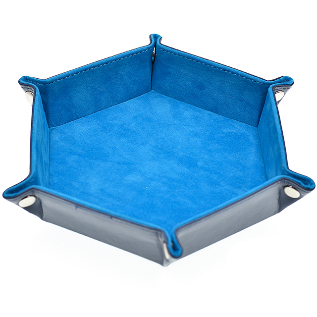 Sky Blue Velvet Folding Hexagon Dice Tray