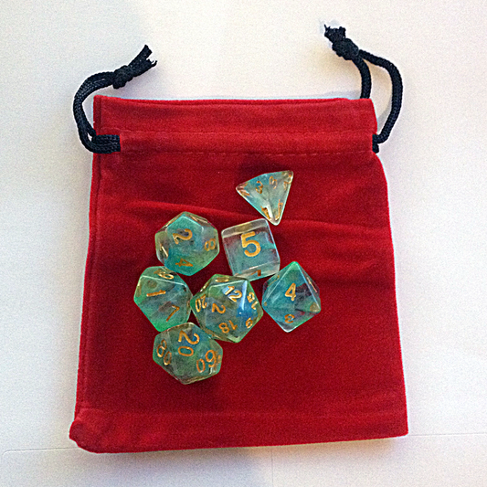 Red Rectangular Dice Bag With Bl...