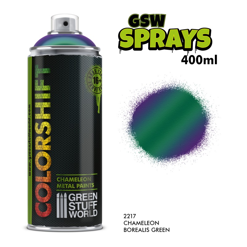 Borealis Green colourshift chameleon spray by Green Stuff World.