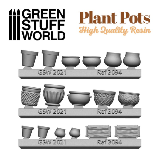 Resin Plant Pots - Green Stuff W...