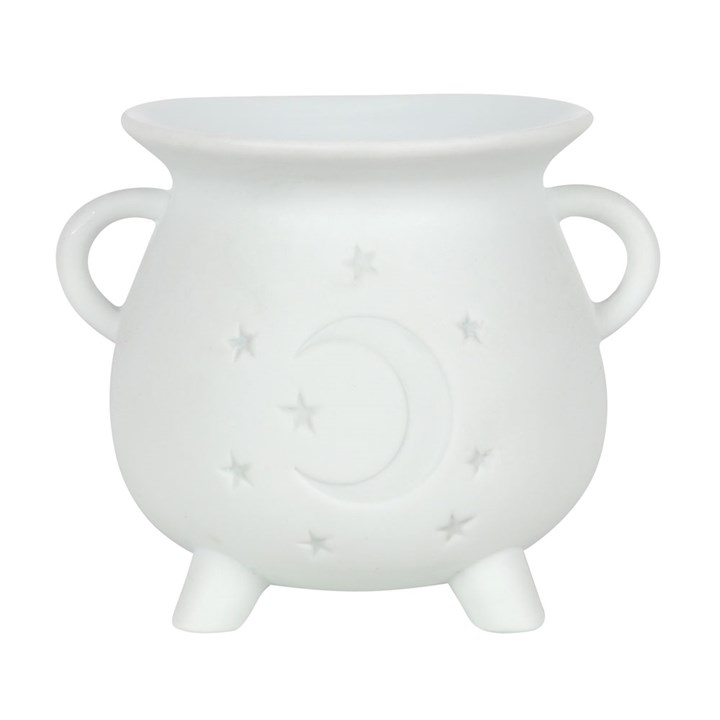 Mystical Moon Cauldron Oil Burner - White