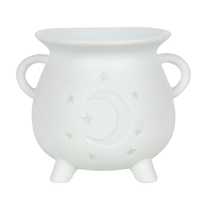 Mystical Moon Cauldron Oil Burner - White