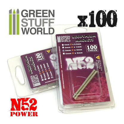 Neodymium Magnets 3x0.5mm - 100 units (N52) -9262- Green Stuff World