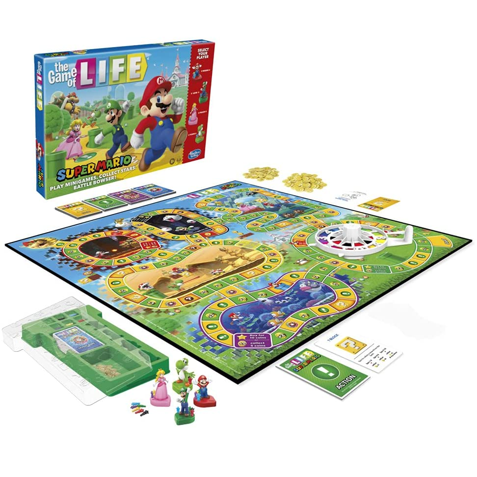 The Game of Life Super Mario. the box and content laied out