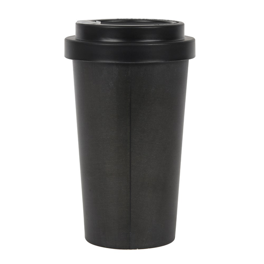 travel mug in a stippled black c...