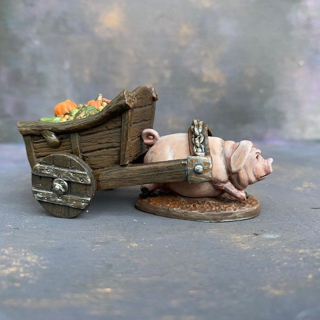 Prepainted pig and cart from the Reaper Miniatures bones range hand painted by Mrs MLG, the cart and pig are separate enabling you to use them in more ways.