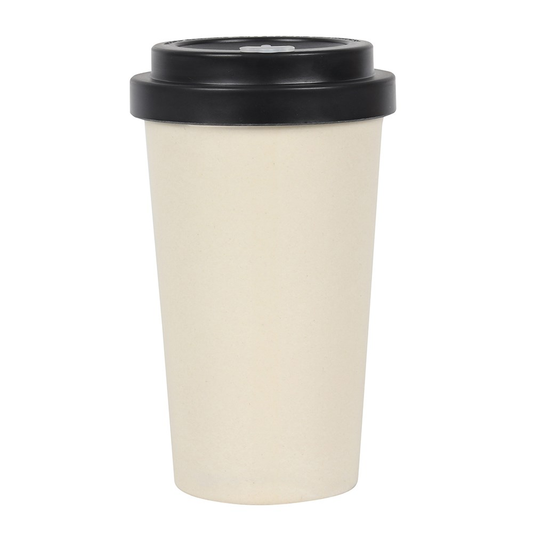 travel mug in a cream colour wit...