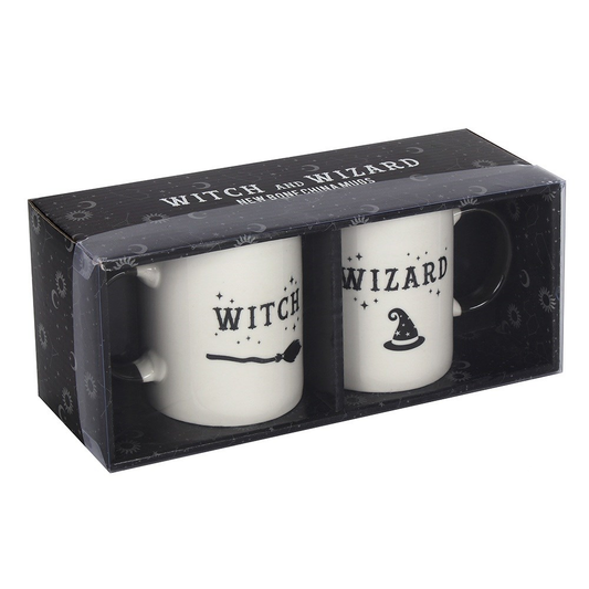 Boxed set two white mugs and bla...