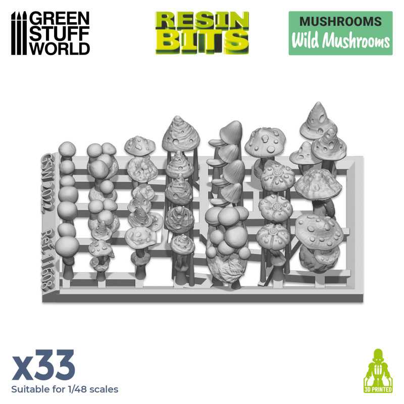 Green Stuff World resin Wild Mushrooms in a 1/48 scale