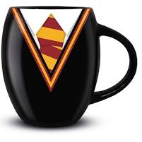 This black mug has the house crest for Gryffindor on one side and the school tie colours on the other. Gryffindor oval Harry Potter mug