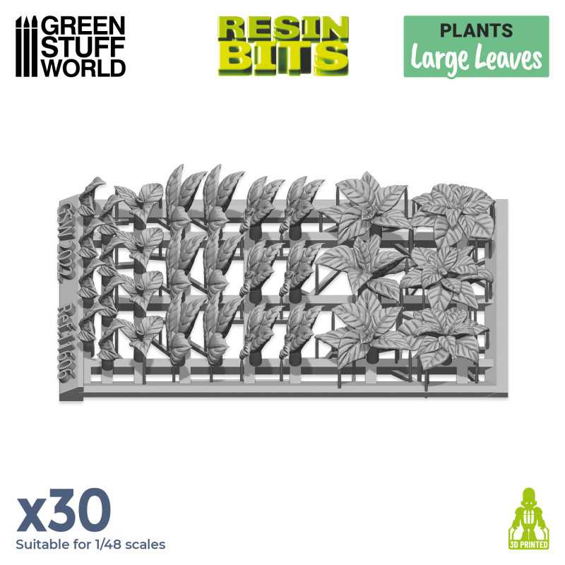 Green Stuff World resin large leaves in a 1/48 scale