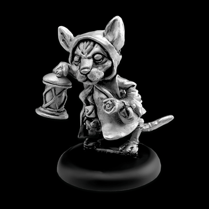 Nefrini is a thief from the Cats Of Crumptown range by Northumbrian Tin Soldier, this kitty carries a lantern and scrolls tucked under their arm 