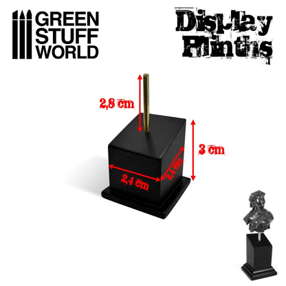 2.5cm Black Tapered Square Bust Plinth - Green Stuff World (30mm)