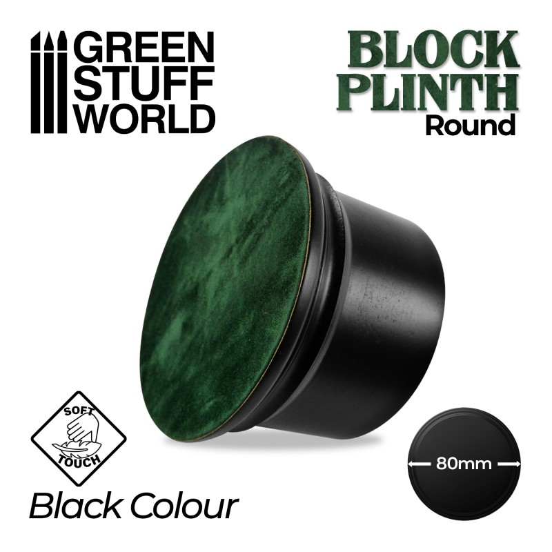 8cm Black Round Block Plinth - Green Stuff World