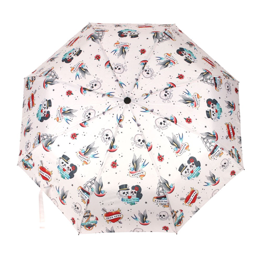 Tattoo Print Travel Umbrella top of the design