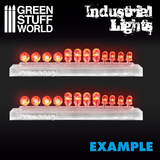 Transparent resin industrial style grilled lamps by Green Stuff World lit up 