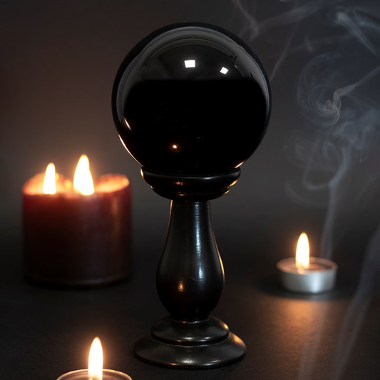 beautiful black crystal ball and...