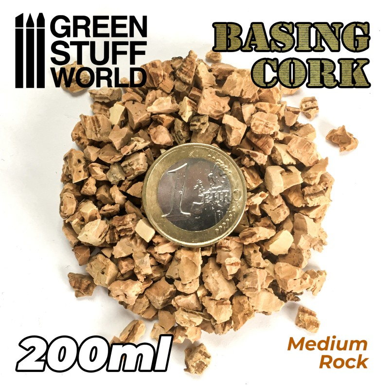 Medium Rock Basing Cork by Green Stuff World with 1 euro for scale