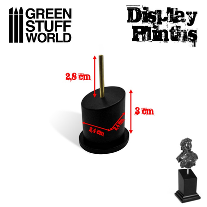 2.5cm Black Tapered Round Bust Plinth - Green Stuff World (30mm)