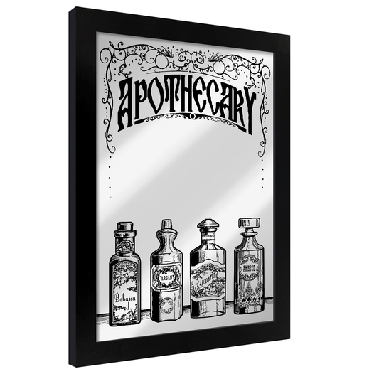 Framed Apothecary Mirrored Tin Sign