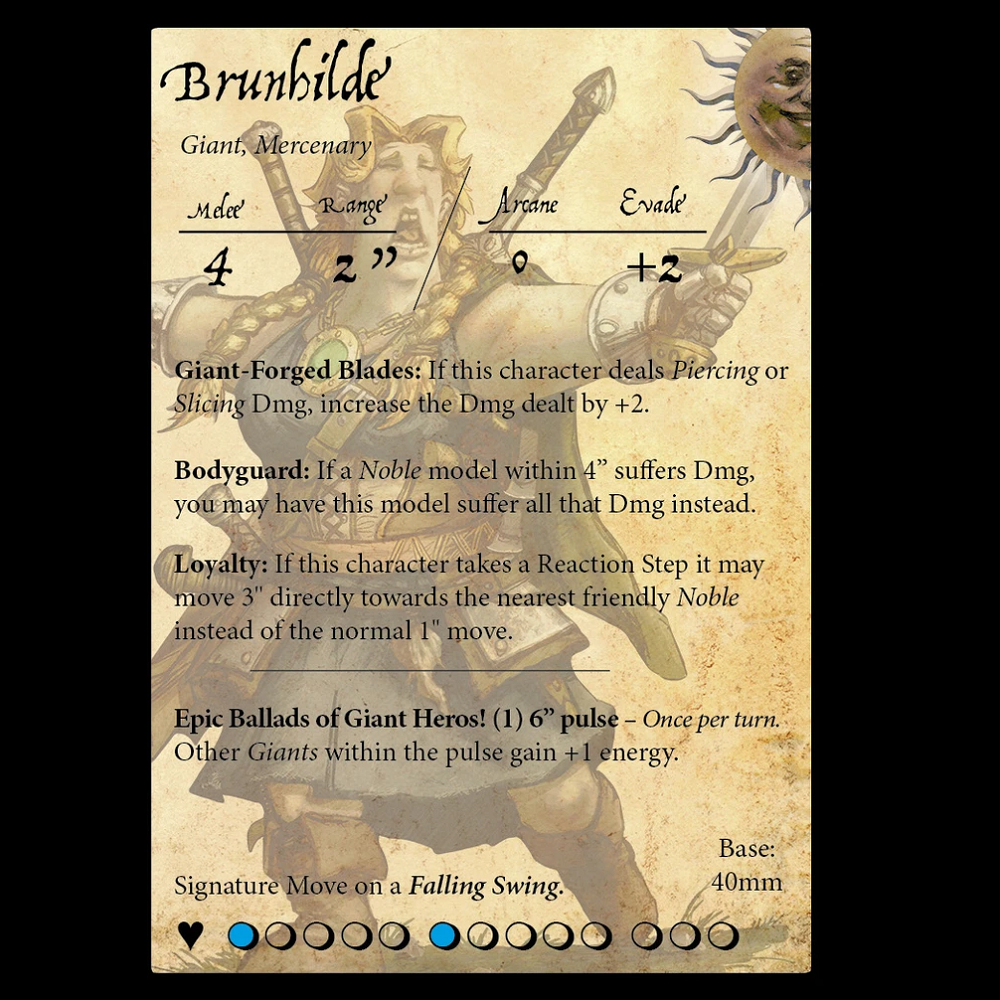 Moonstone Brunhilde The Giant stat card 