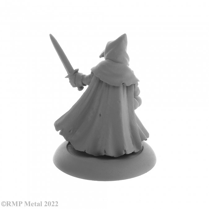 Brother Lazarus Plague Doctor from the Dark Heaven Legends metal range by Reaper Miniatures, holding a dagger in one hand and a potion bottle in the other