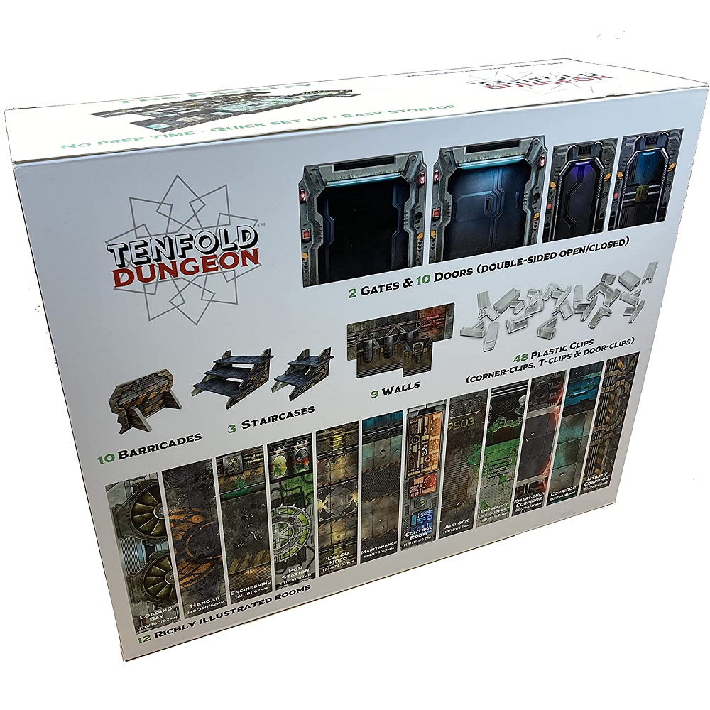 Tenfold Dungeon - The Facility Sci fi modular scenery back of box