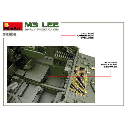 M3 Lee Early Production scale model ammunition detail view