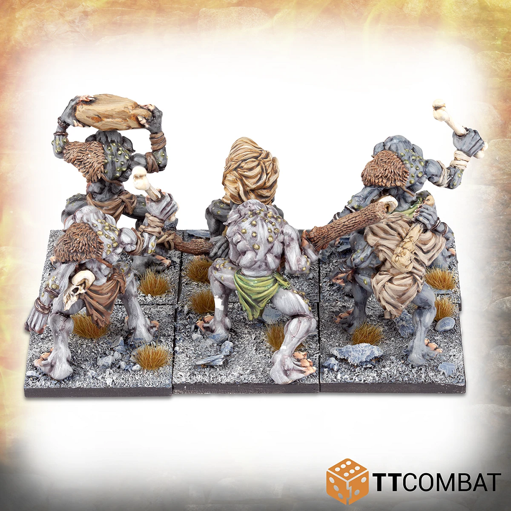 These rock trolls will look great on your gaming table, with three different sculpts these resin miniatures from the fantasy heroes range by TT Combat make a great regiment for your tabletop game.