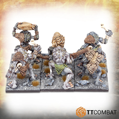 These rock trolls will look great on your gaming table, with three different sculpts these resin miniatures from the fantasy heroes range by TT Combat make a great regiment for your tabletop game.