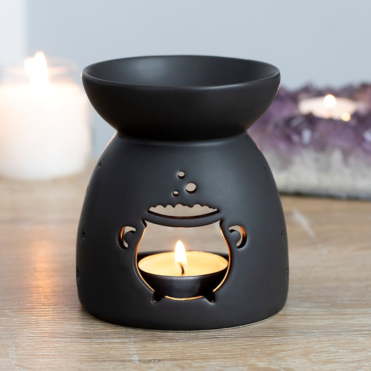 A matt black oil burner with a c...