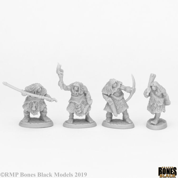 44086 - Black Bear Tribe Cavemen x4 (Reaper Bones Black) :www.mightylancergames.co.uk