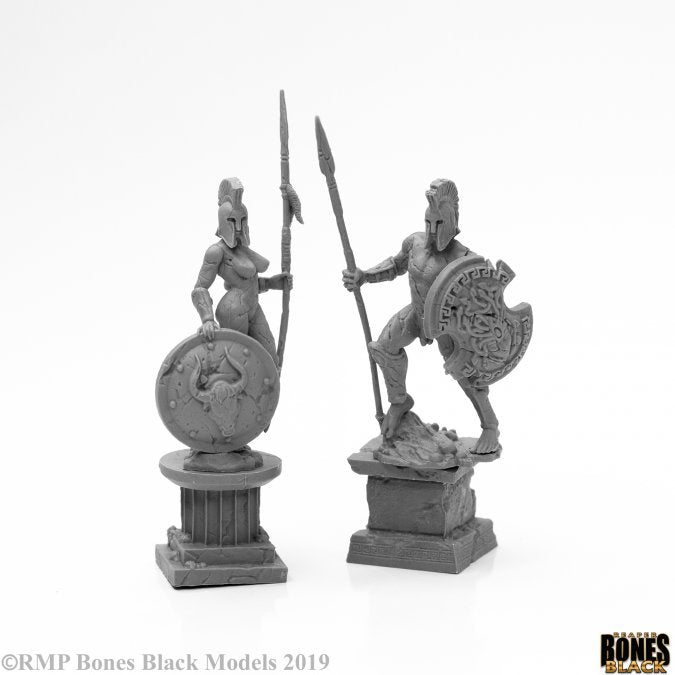 44127 - Amazon and Spartan Living Statues, Stone (Bones Black) :www.mightylancergames.co.uk 