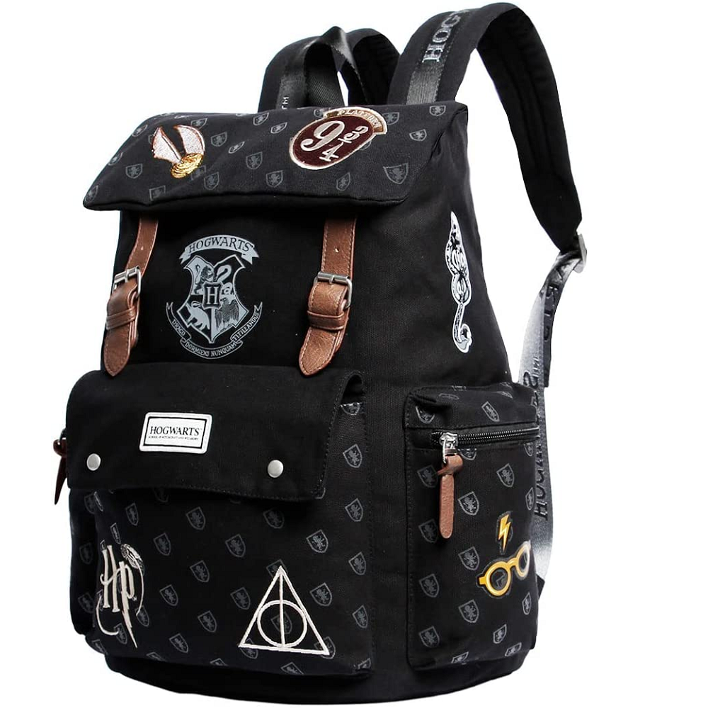 Harry Potter Patches Black Mochila Backpack