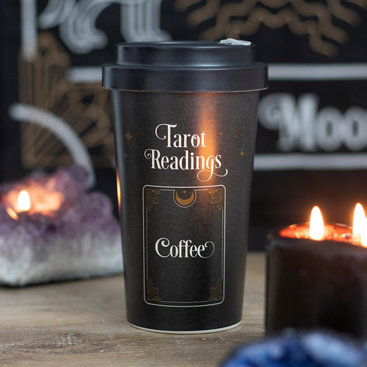 ravel mug with a tarot card desi...