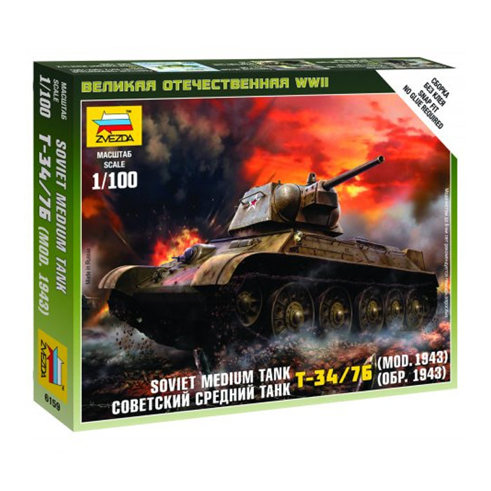 Soviet T-34/76 Medium Tank 1943 Zvezda 1/100 Kit