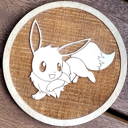 Pokemon Wooden Round Coasters eevie