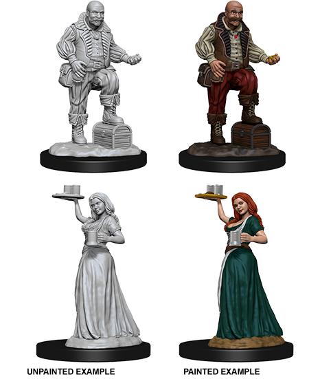 Wizkids Pathfinder Deep Cuts Unpainted Miniatures: Merchants (Serving Girl/Merchant) 72584